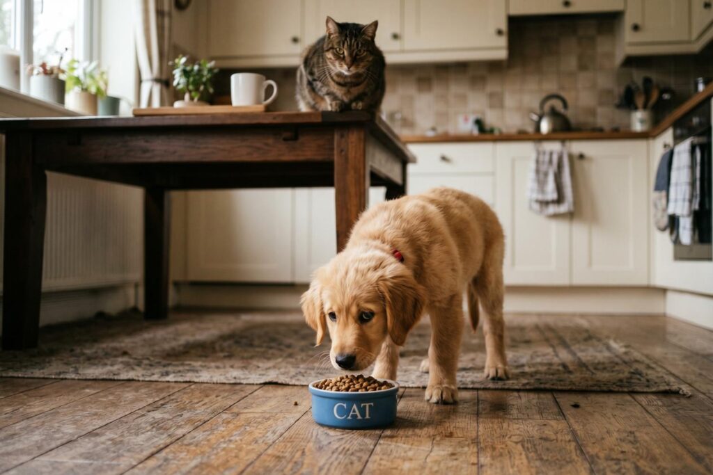 can puppies eat cat food