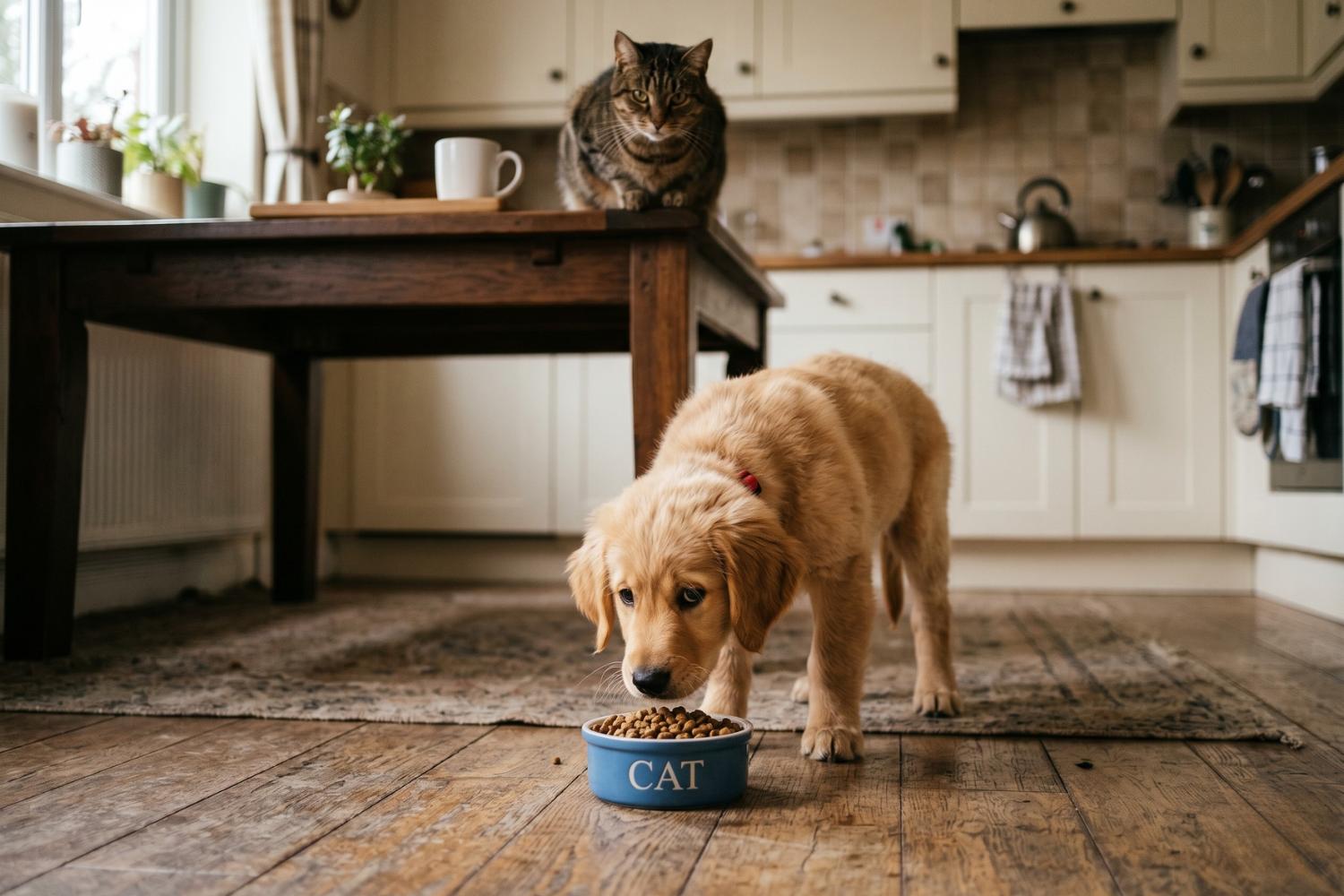 can puppies eat cat food